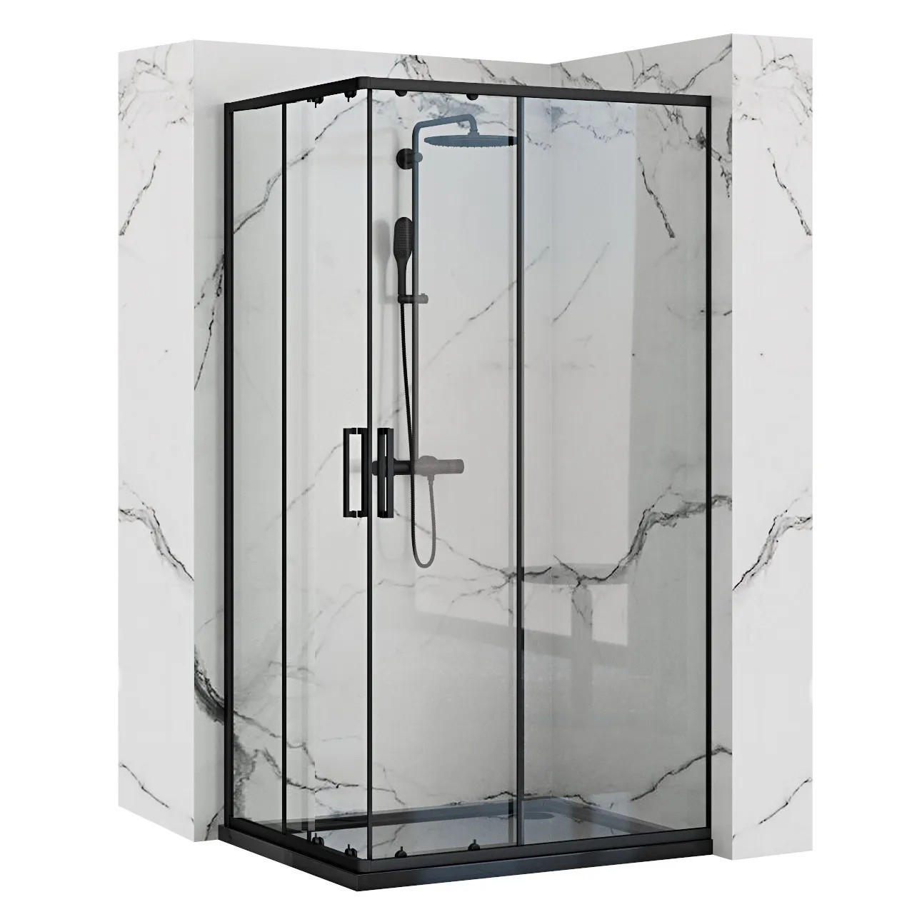 REA Duschkabine Schwarz 98x190x78 cm