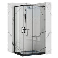 DUSCHKABINE Rea Punto Black 80x100 ohne Duschwanne - Schwarz, Glas (78/98/190cm) - REA