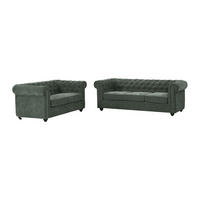 COUCHGARNITUR ohne Schlaffunktion - 5 -Sitzer - Polyester - grün - CHESTERFIELD - Grün, Textil (205/72/88cm) - Vente-Unique