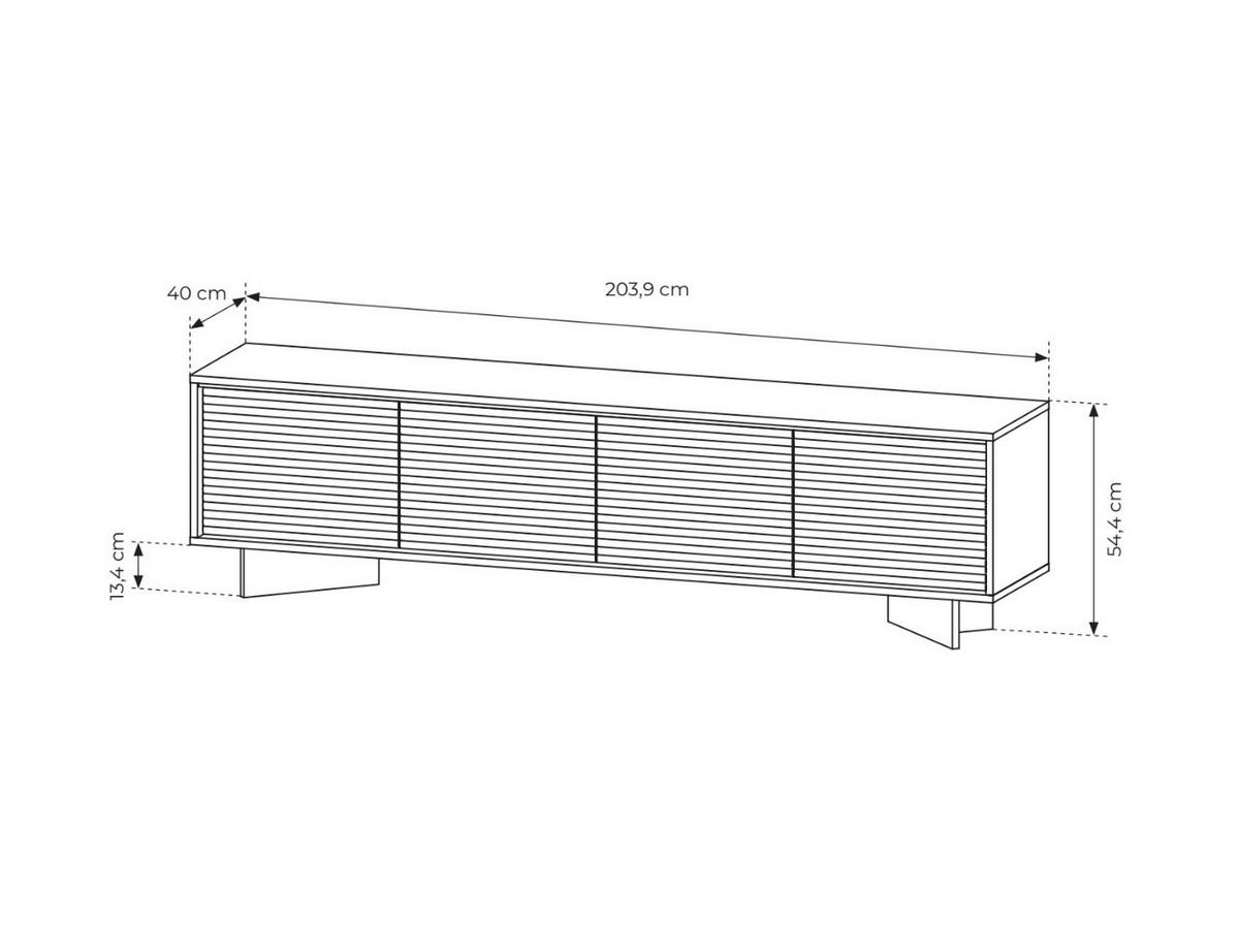 TV-BOARD TORSANO (Bolivar Natur/Cappuccino, 4 Türen, LED-Beleuchtung, Push-to-Open) - Eichefarben/Beige, Holz/Holzwerkstoff (204/54/40cm) - Ravio