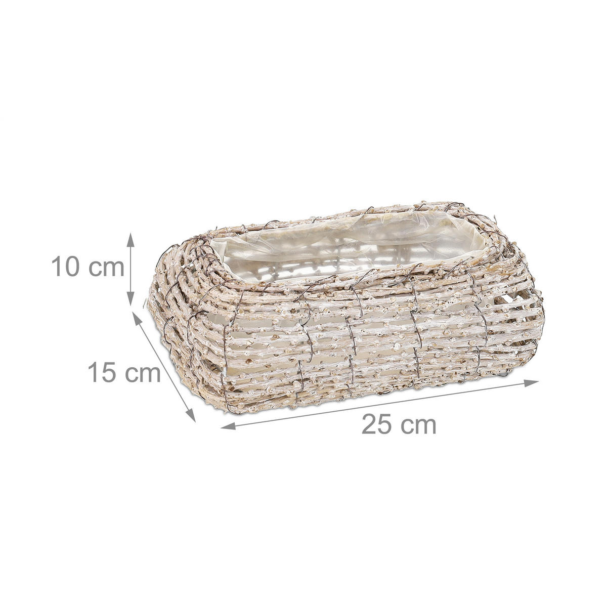 2XBLUMENTOPF - Weiß, Kunststoff/Textil (25/10/15cm) - Relaxdays