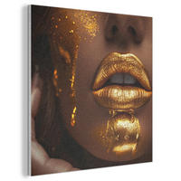 AKUSTIKBILD Frau - Gold - Luxus - Porträt Akustikpaneele 80x80 cm - Goldfarben, Kunststoff (80/80/0.9cm) - MuchoWow