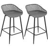 BARHOCKER 2er Set aus PP-Kunststoff, Grau - Schwarz/Grau, Kunststoff/Metall (44/84.5/47cm) - Woltu