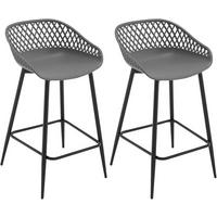 BARHOCKER 2er Set aus PP-Kunststoff, Grau - Schwarz/Grau, Kunststoff/Metall (44/84.5/47cm) - Woltu
