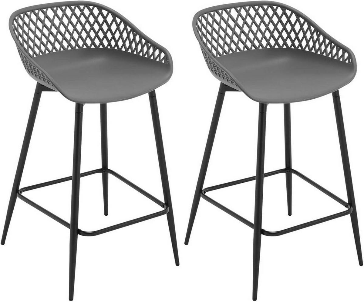 BARHOCKER 2er Set aus PP-Kunststoff, Grau - Schwarz/Grau, Kunststoff/Metall (44/84.5/47cm) - Woltu
