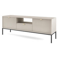 LOWBOARD Kioto RTV 154 cm in Kaschmirfarbe und mit schwarzen Füßen - Kaschmir/Schwarz Hochglanz, Holzwerkstoff/Metall (154/56/39cm) - Ravio