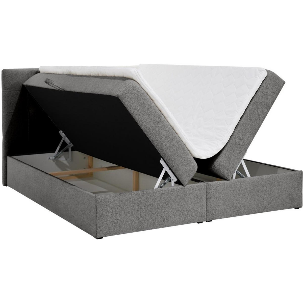POLSTERBETT Topiq I 164/203/103 dunkelgrau, Bouclé-Stoff - Dunkelgrau, Holzwerkstoff (160/200cm) - Beautysofa