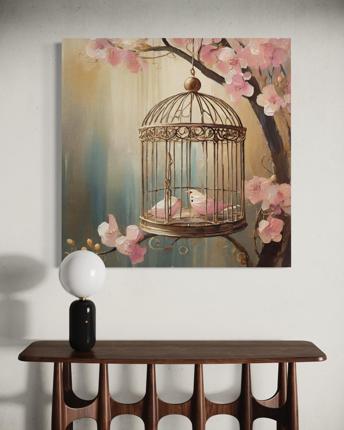 WANDBILD tiere vögel vintage - Pink, Textil (30/30cm) - Feeby