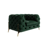 CHESTERFIELD-SESSEL Lexi Flasche Grün Samt - Smaragdgrün/Goldfarben, Holz/Textil (125/75/100cm) - S-Style Möbel