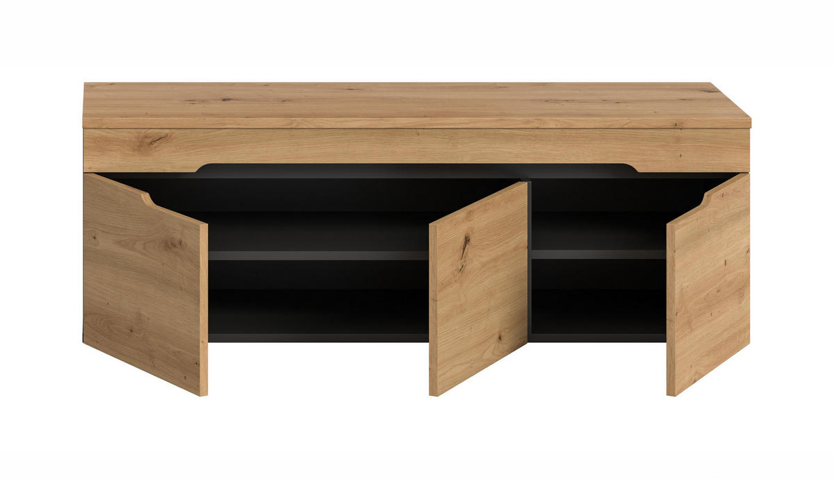 SITZBANK CANU (B/H/T: ca. 120/43/37 cm) in Basalt grau/Artisan Nachbildung - Grau, Holzwerkstoff (120/43/37cm)