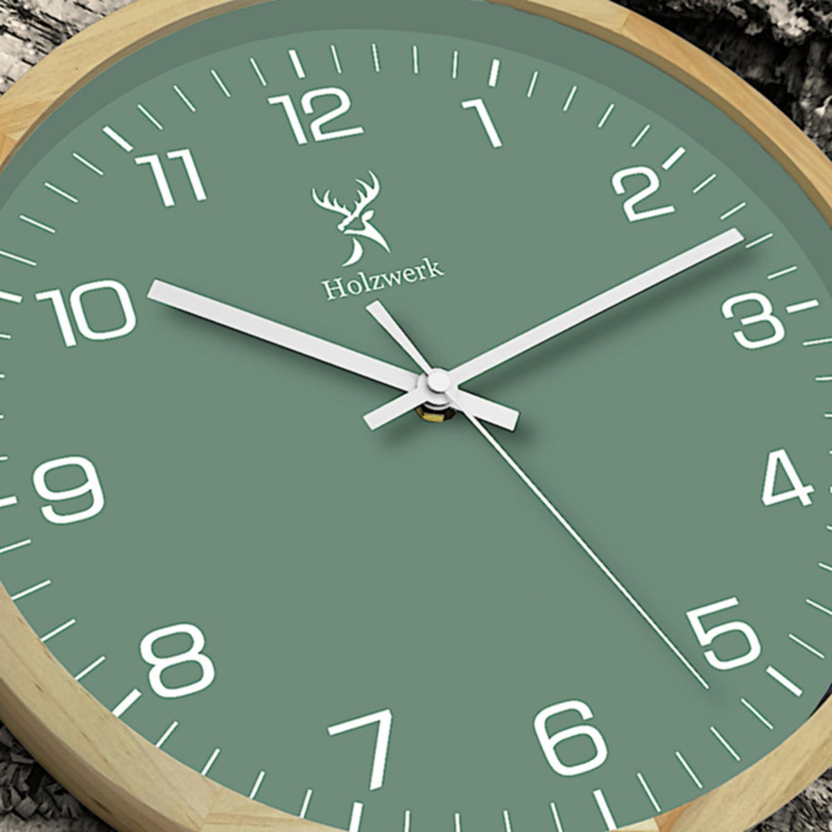 WANDUHR Holz Designer NAUMBURG Loft Wand Uhr, beige, grün - Beige/Mintgrün, Glas/Holz (30/30/4.2cm) - Holzwerk