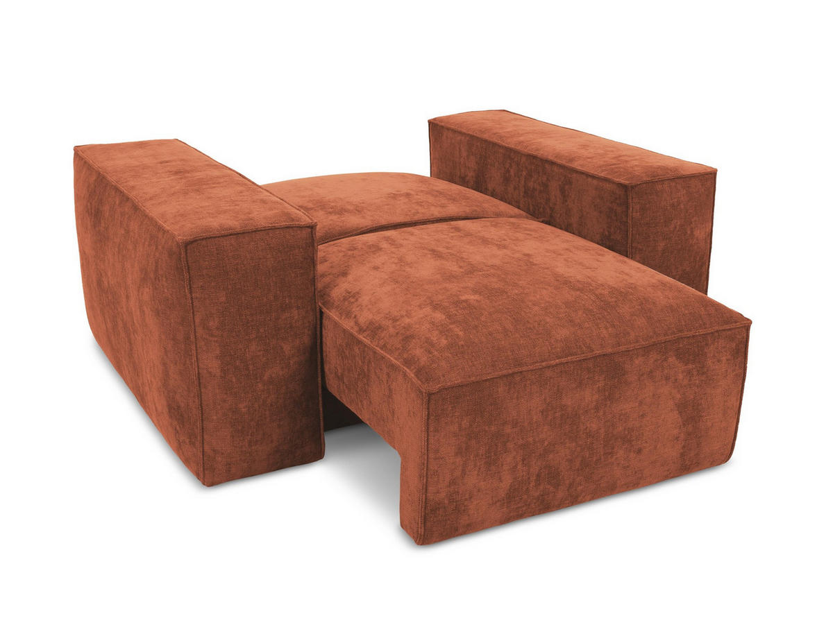 SCHLAFSESSEL Chenille Stoff Orange - Terra cotta/Schwarz, Holzwerkstoff/Kunststoff (157/81/113cm) - Makamii