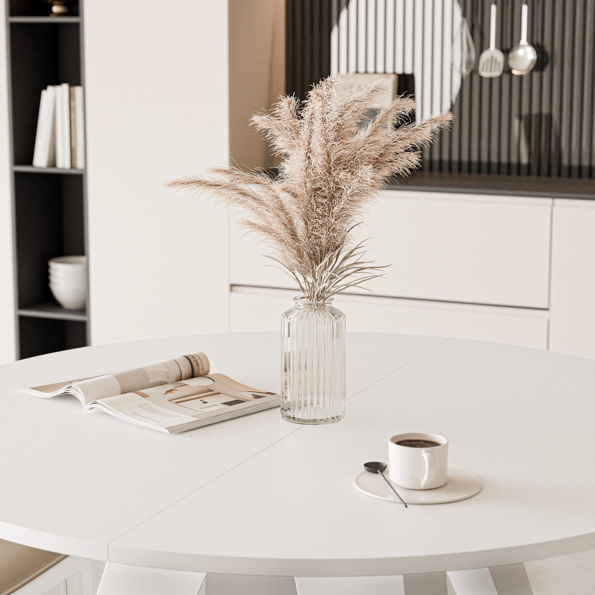 ESSTISCH ausziehbar auf MDF, Weiß - Weiß, Holzwerkstoff (100/100/76cm) - Idohome