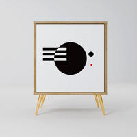 SIDEBOARD BLACK AND WHITE COMBINATION, Eichefarben, 57,5x42x75,5 cm, Goldfarbene Metallfüße - Eichefarben/Goldfarben, Holzwerkstoff/Metall (57.5/75.5/42cm) - SpaceRebels
