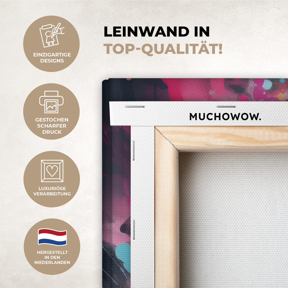 LEINWANDBILD Panda - Jacke - Graffiti - Orange Deko Wohnzimmer 20x20 cm - Orange, Textil (20/20cm) - MuchoWow