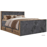 POSTEL BOXSPRING WOOD KING DUO 140/200 - Šedá Manšestr - Topper T25 - H4 - šedá/černá, textil/plast (140/200cm) - MKS