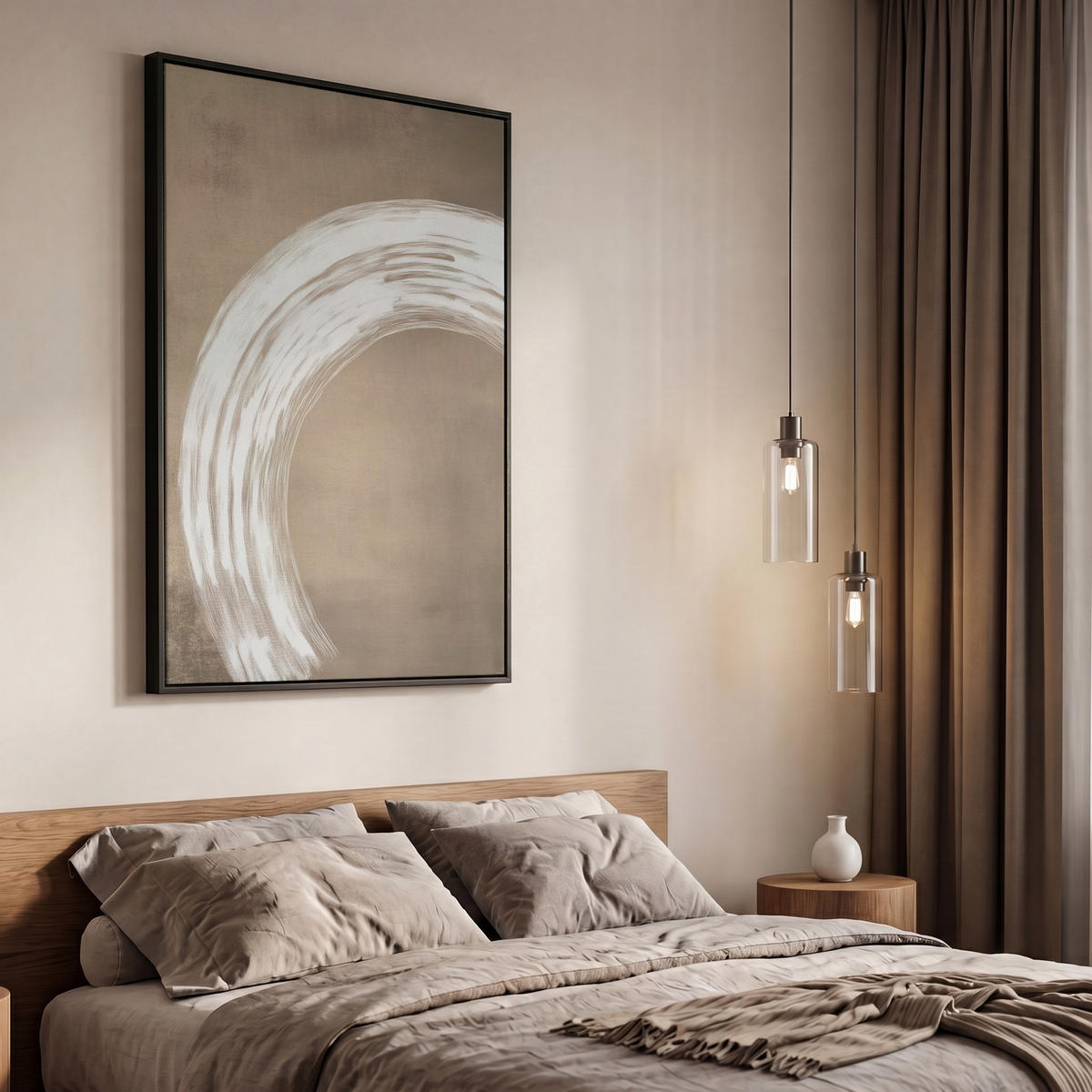 LEINWAND Bilder mit Rahmen - Farbe - Braun - Japandi - 60x90 - Kupferfarben, Textil (60/90cm) - MuchoWow