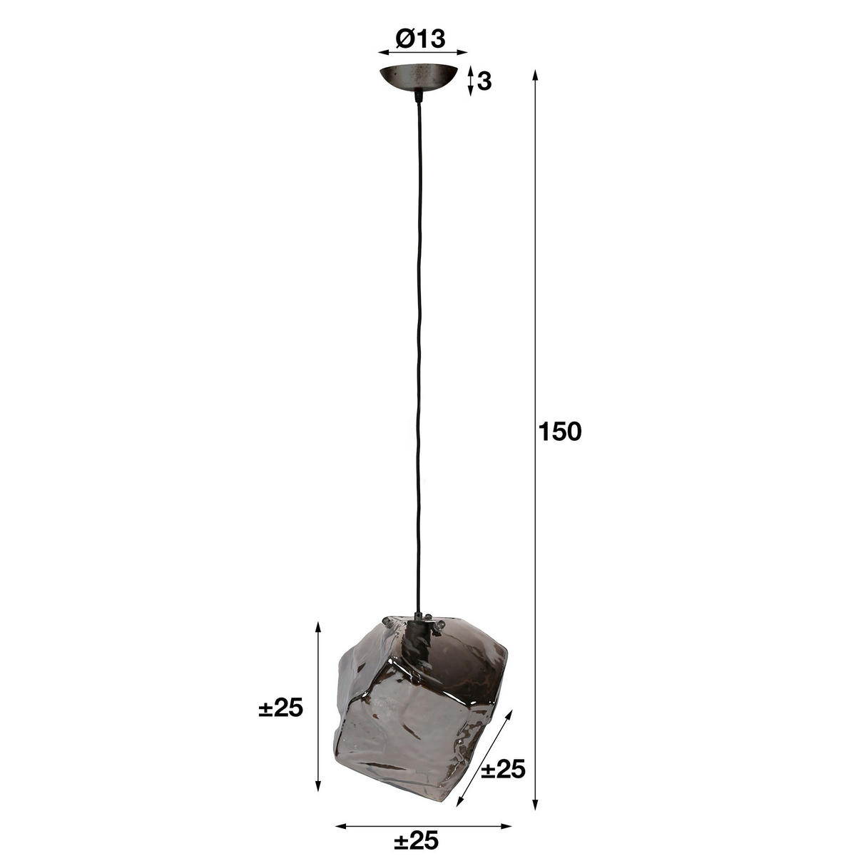 HÄNGELEUCHTE Rock Grau 28/28/150 cm - Grau, Metall (28/28/150cm) - Hoyz Collection