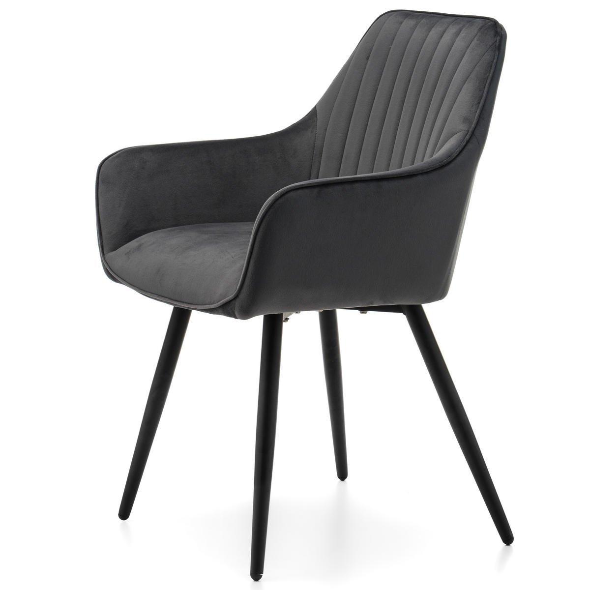 STUHL PASSO gepolstert mit Steppung - grau - Samt Velours - Schwarz/Grau, Textil/Metall (58/87/60cm) - NEW HOME