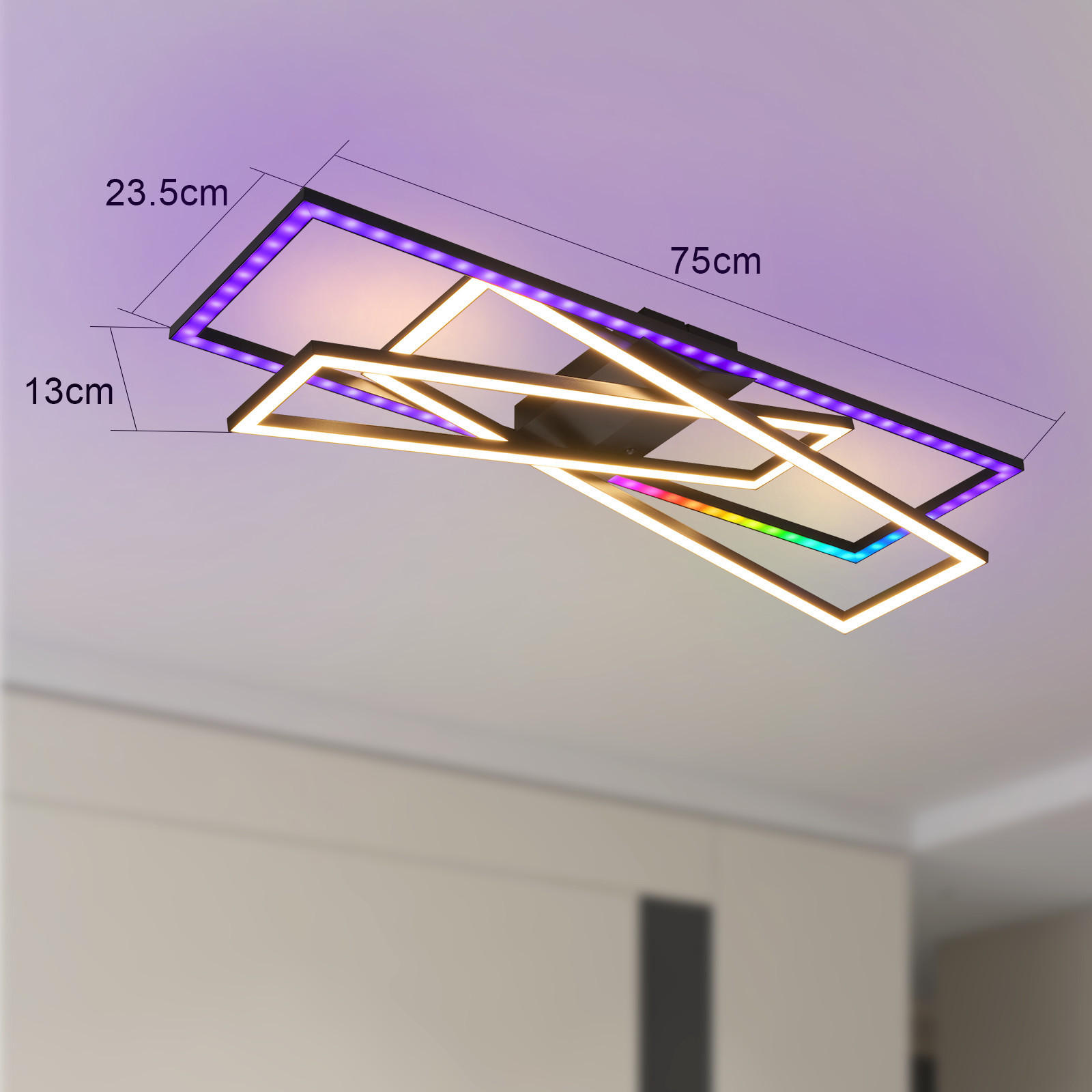 LED-DECKENLEUCHTE Jovarn 23.5/23.5/13.5 cm - Schwarz, Metall (23.5/23.5/13.5cm) - ZMH