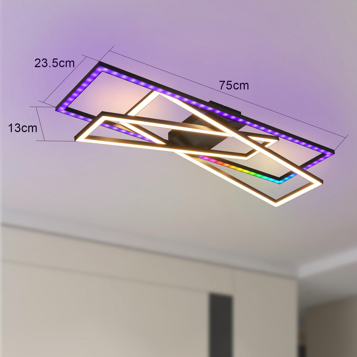 LED-DECKENLEUCHTE Jovarn 23.5/23.5/13.5 cm - Schwarz, Metall (23.5/23.5/13.5cm) - ZMH