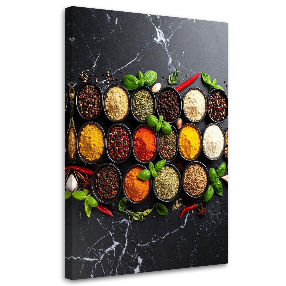 LEINWANDBILD Küchenkräuter und Gewürze 70x100cm - Multicolor, Textil (70/100cm) - Feeby