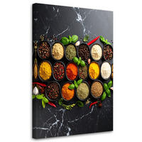 LEINWANDBILD Küchenkräuter und Gewürze 70x100cm - Multicolor, Textil (70/100cm) - Feeby