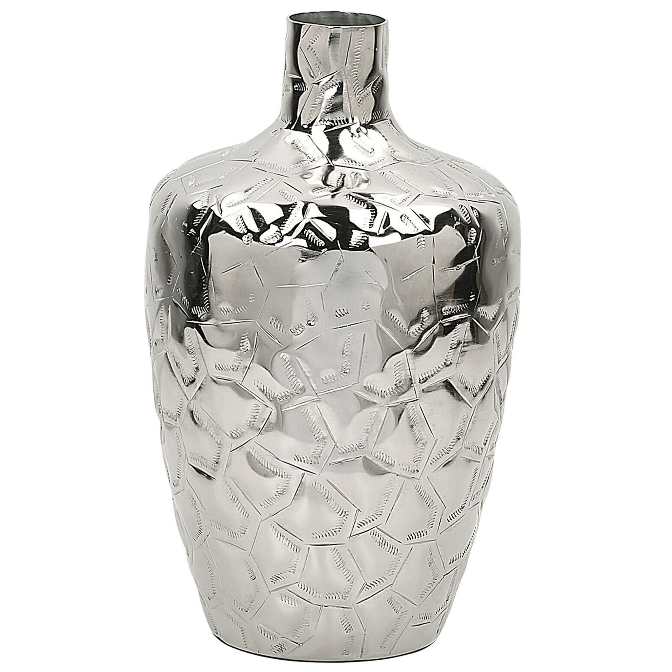 BLUMENVASE Aluminium silber Inshas - Silberfarben, Metall (39cm) - Beliani