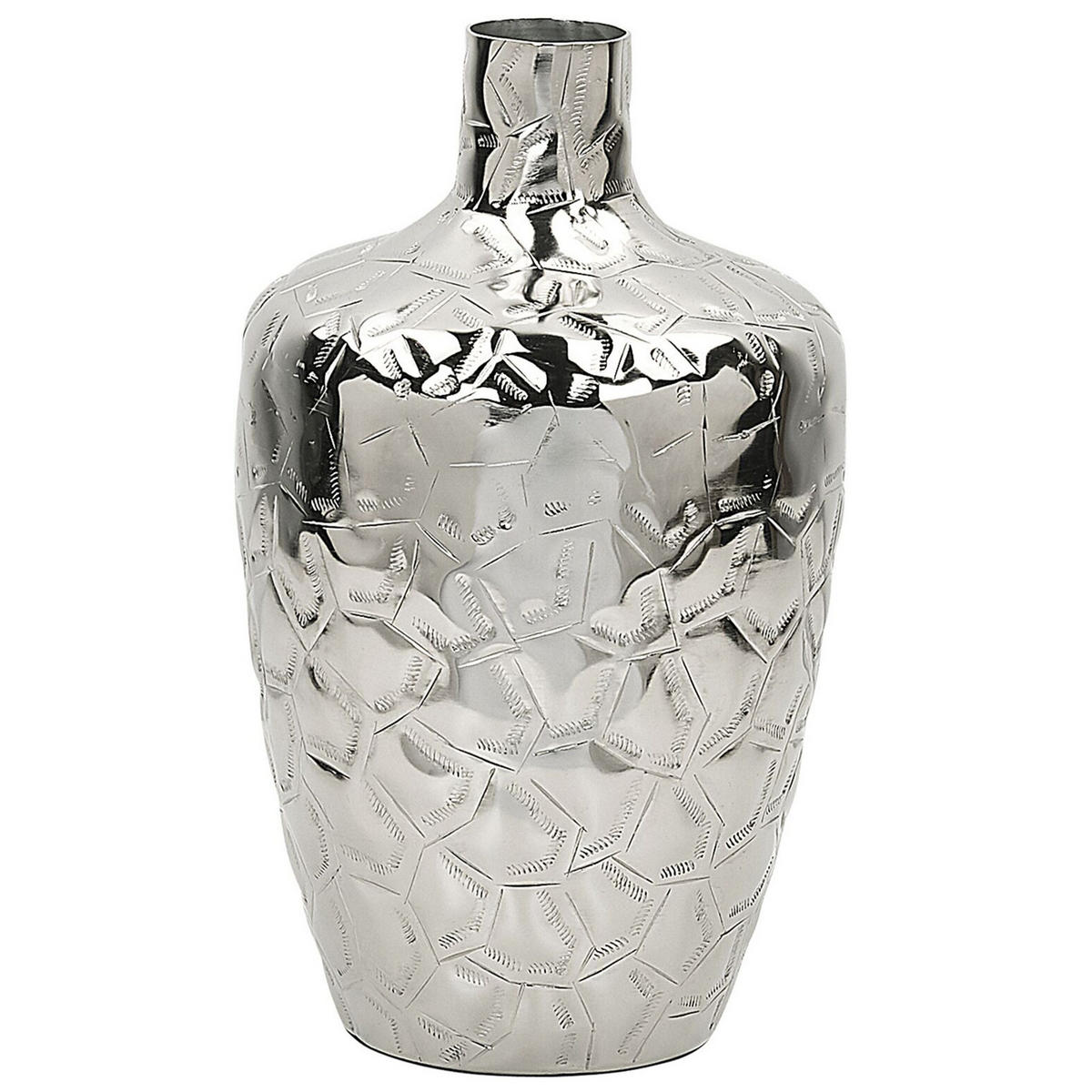BLUMENVASE Aluminium silber Inshas - Silberfarben, Metall (33cm) - Beliani