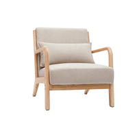 SESSEL Stoff Samteffekt Beige Helles Holz DERRY - Beige, Textil (84/75.5/66cm) - Miliboo