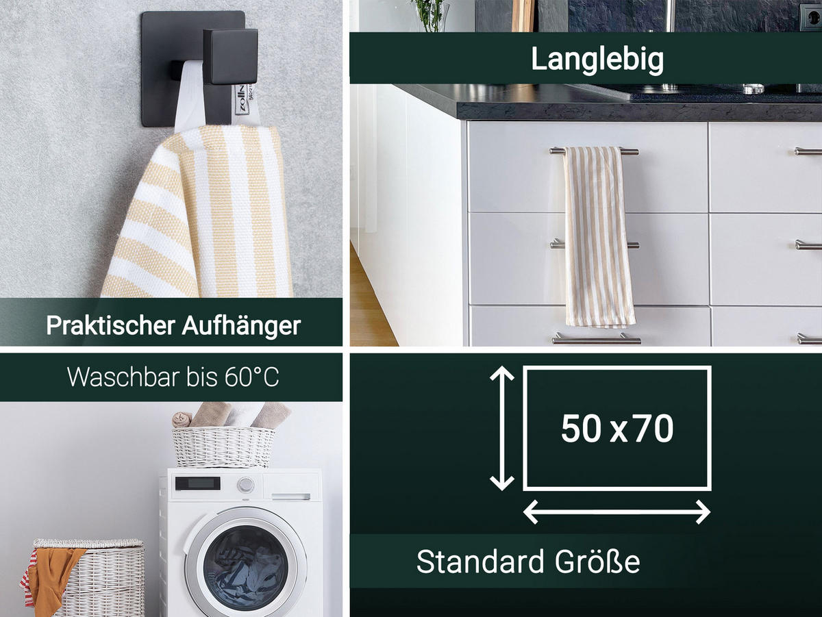 GESCHIRRTÜCHER, 5er-Set, 50x70 cm, 100% Baumwolle, Braun - Beige, Textil (50/70cm) - Zollner