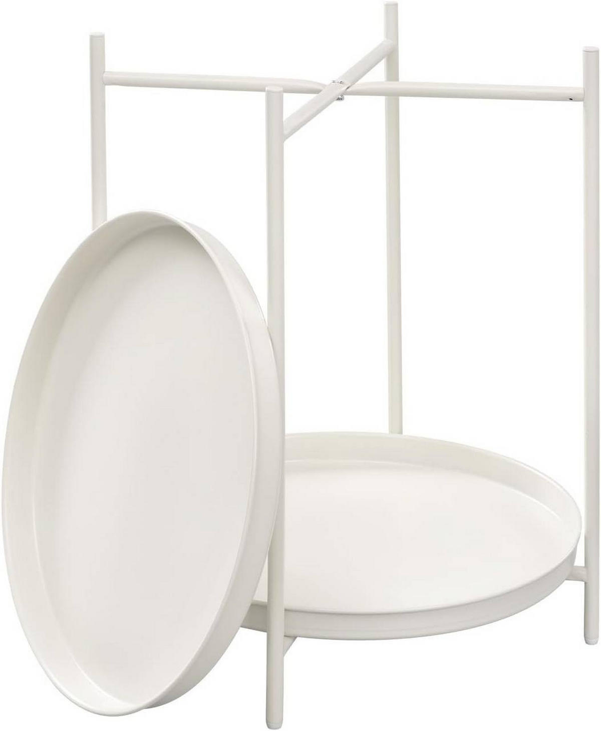COUCHTISCH rund, mit Stauraum, Metall, Creme - Creme, Metall (44/44/53cm) - Woltu
