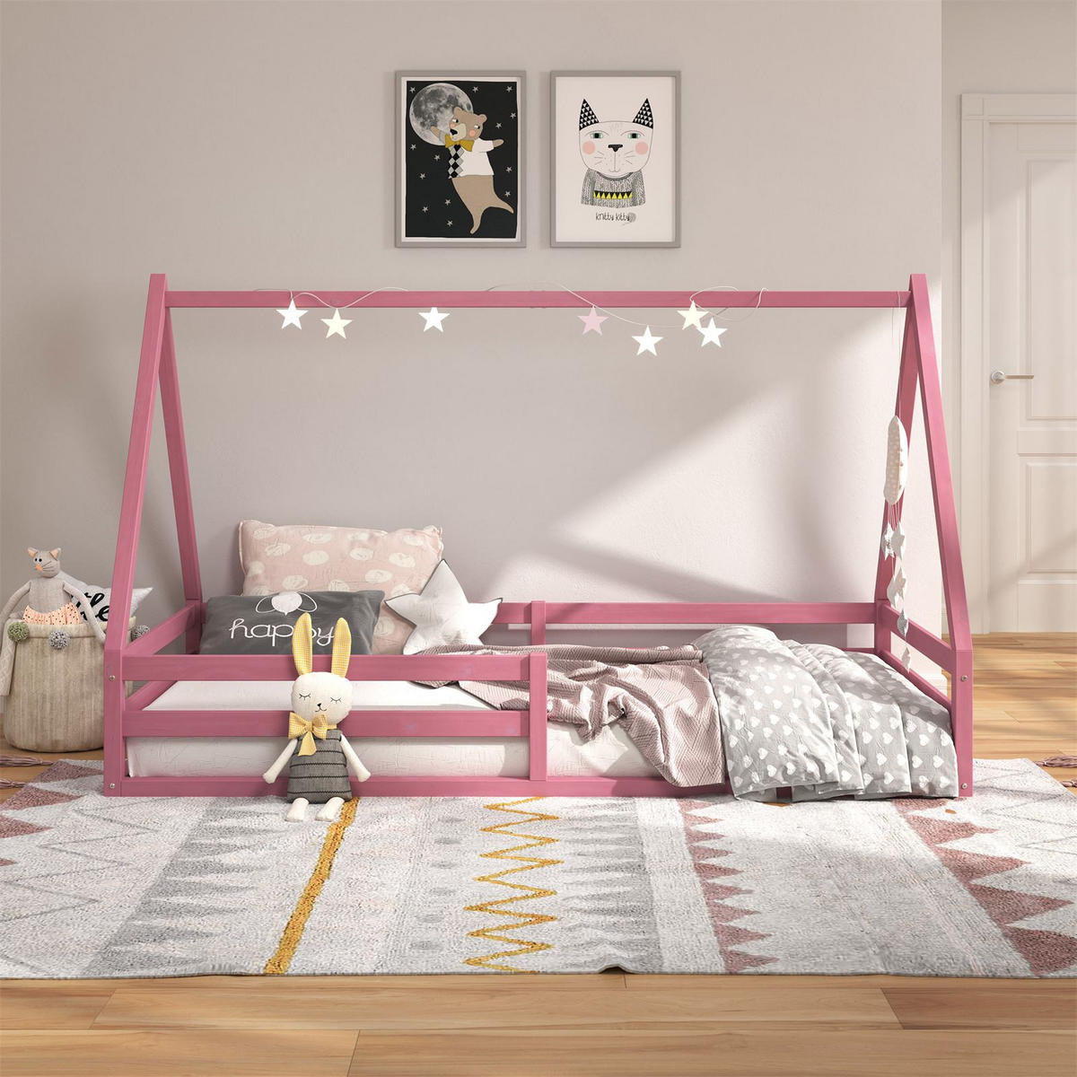 HAUSBETT SILA 90X200 CM - Rosa, Holz (96/152/206cm) - IDIMEX