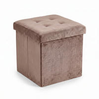 SAMT-POUF mit Stauraum 38/38/38 cm - Braun, Textil (38/38/38cm) - SCENA LIVING