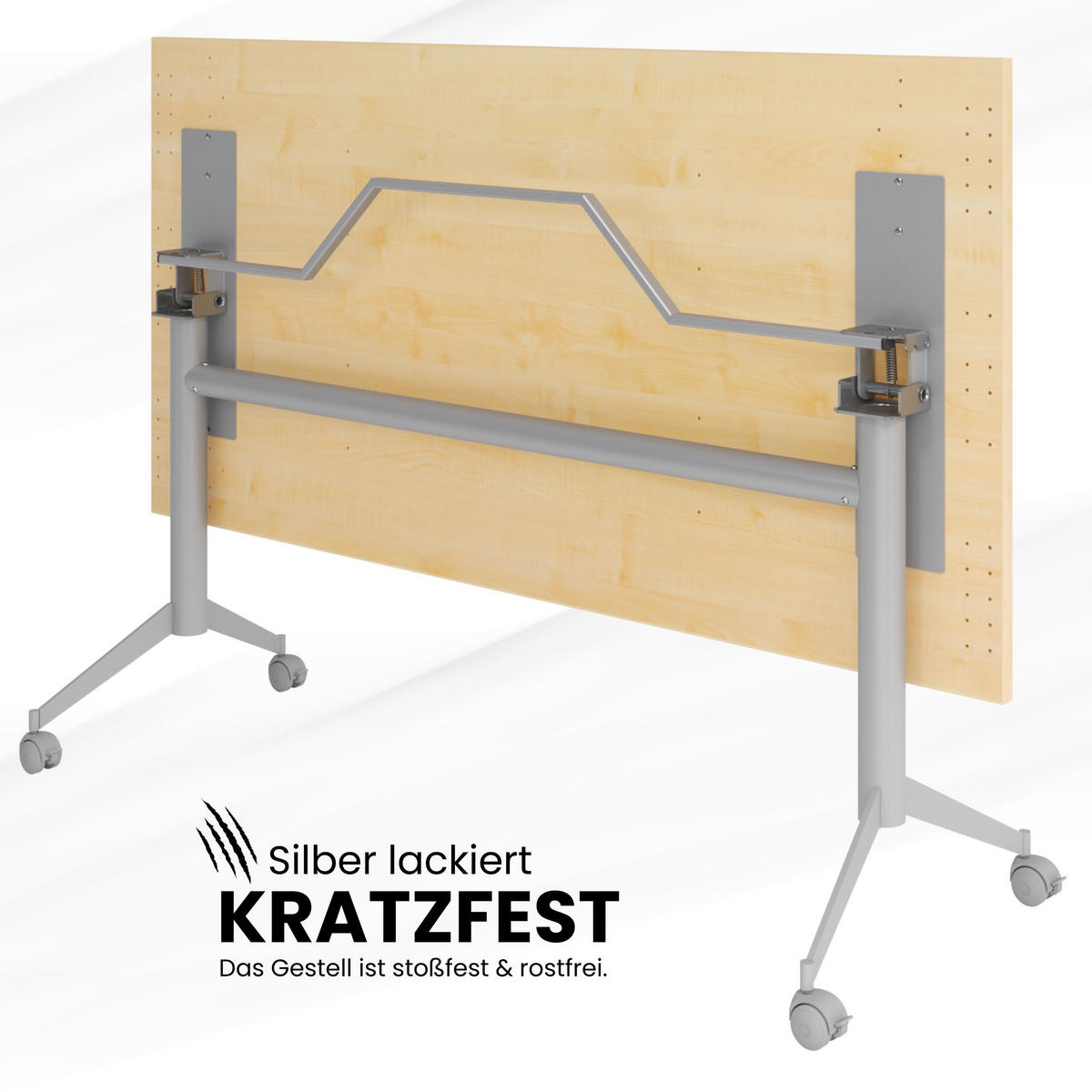 KLAPPTISCH fahrbar KF 80/160/75 cm in Weiß - Weiß, Holzwerkstoff (80/160/75cm) - bümö