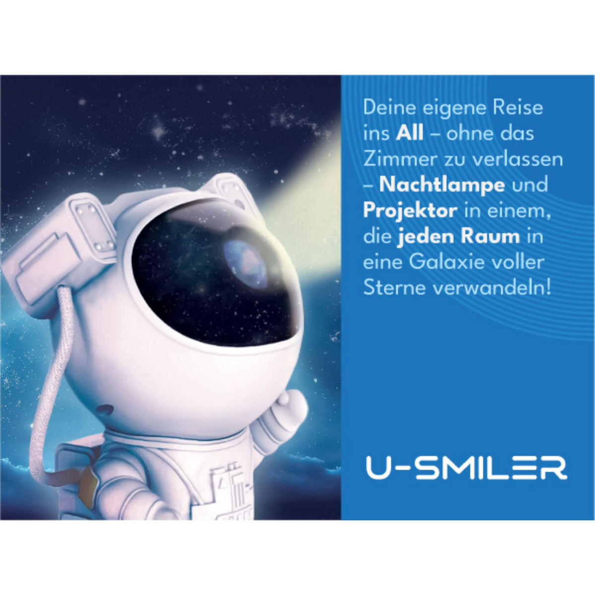 STERNENHIMMEL NACHTLICHT Astronaut Projektor für Kinder - Weiß, Kunststoff (12/12/22cm)
