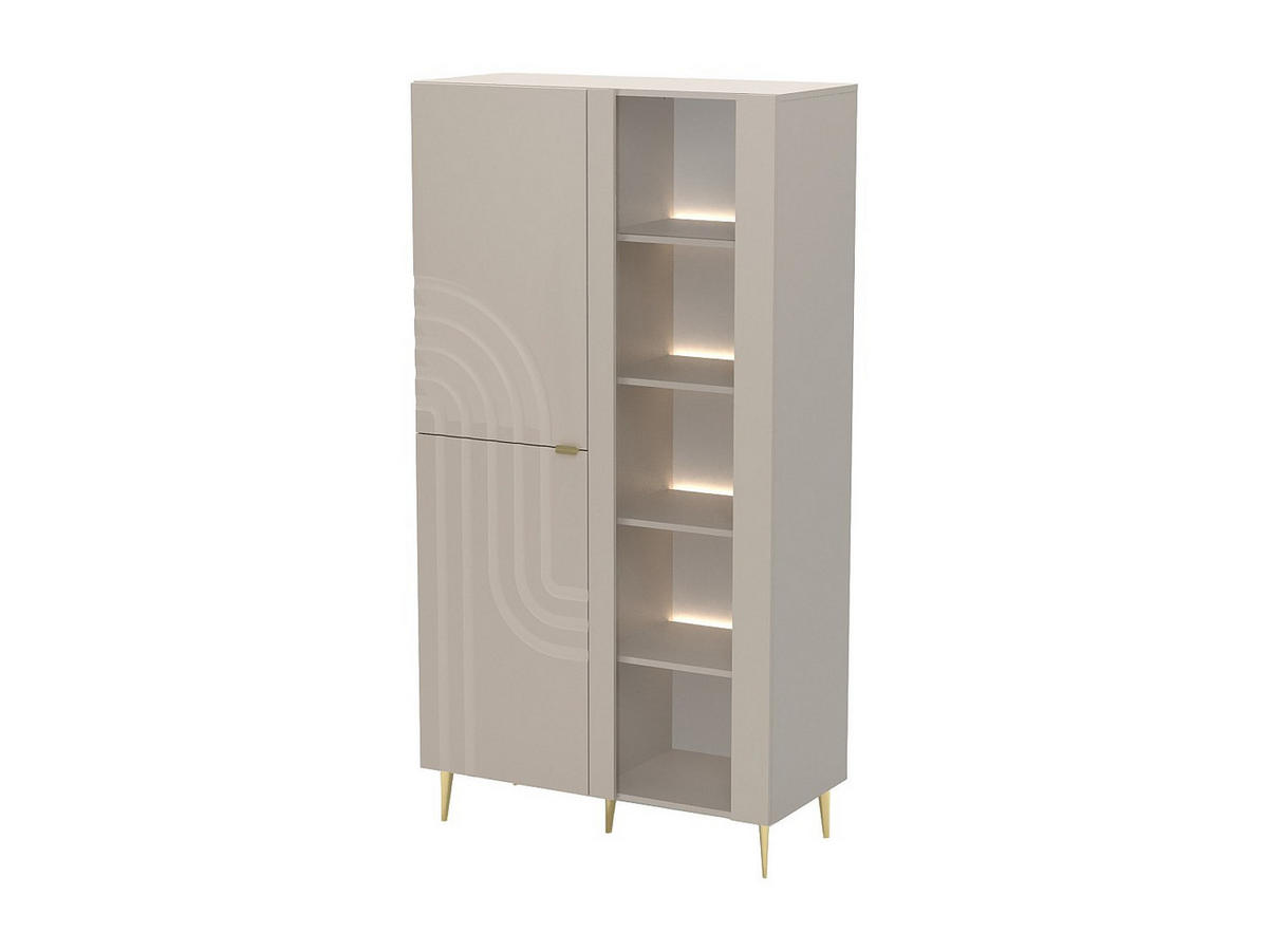 VITRINENSCHRANK - 100 x 45 - glas - beige Lesfara - Beige, Glas/Holz (100/190.5/45cm) - Vente-Unique