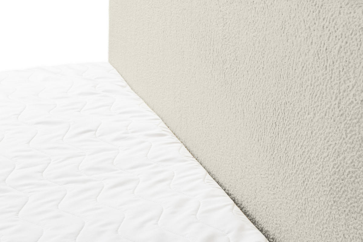 BOXBETT LAMBI mit 2 Bettkästen, 180x200, Farbe: Beige, Bouclé-Stoff, mit Bonell-Matratze inkl. Topper - Beige, Holz/Kunststoff (180/200cm) - VENASI MÖBEL