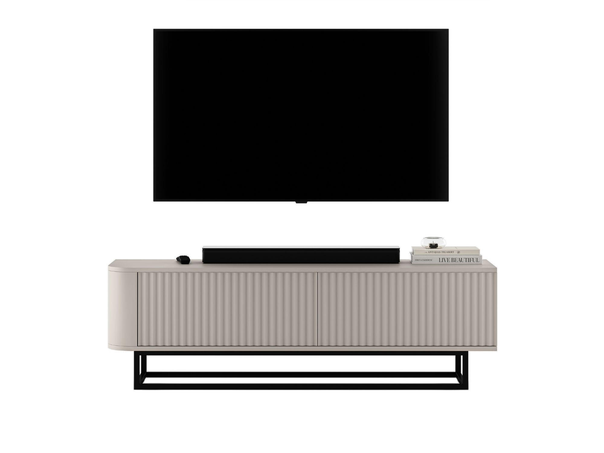 Meble Lindner TV STOLEK Aurora kašmírový matný 140 cm s kovovým rámem