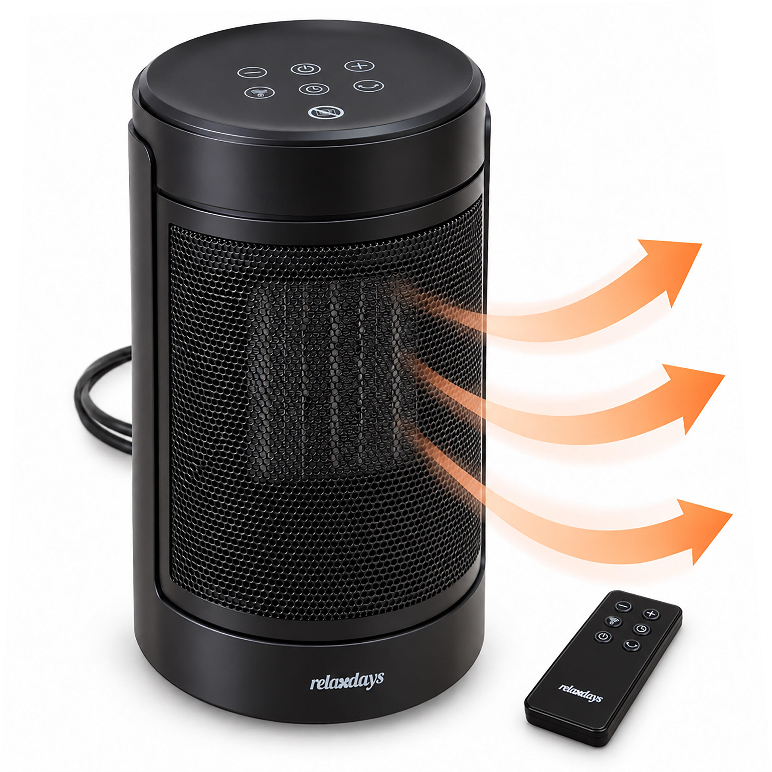 Relaxdays TOPIDLO černé PTC keramika 1500 W dálkové ovládání