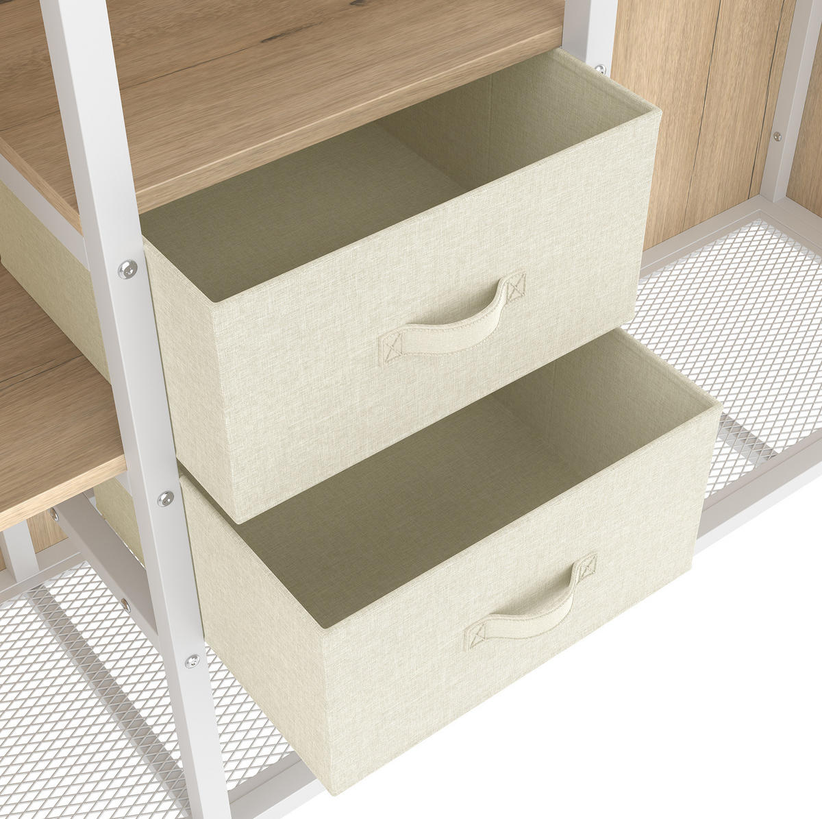 HALBHOHES Bett aus Metall und MDF 90x200 cm Weiß mit Schubladen, offenem Kleiderbereich und LED-Beleuchtung - Weiß, Metall (90/200cm) - IVMEU