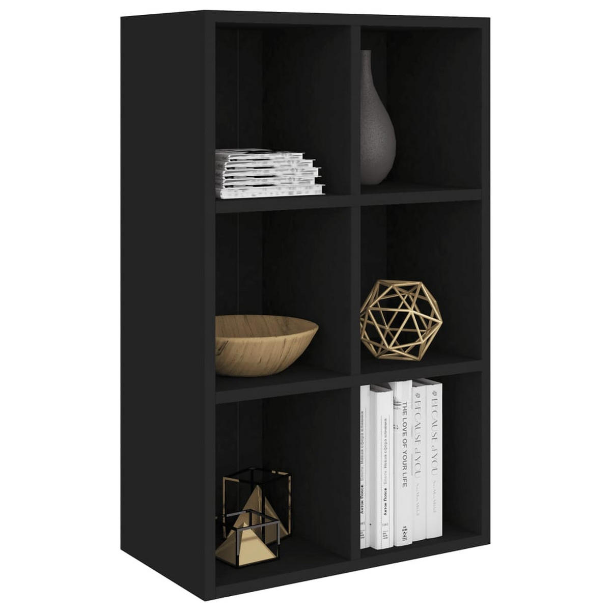 SIDEBOARD mit 6 Fächern 66/30/98 cm aus Holzwerkstoff Schwarz - Schwarz, Holz (66/98/30cm) - vidaXL
