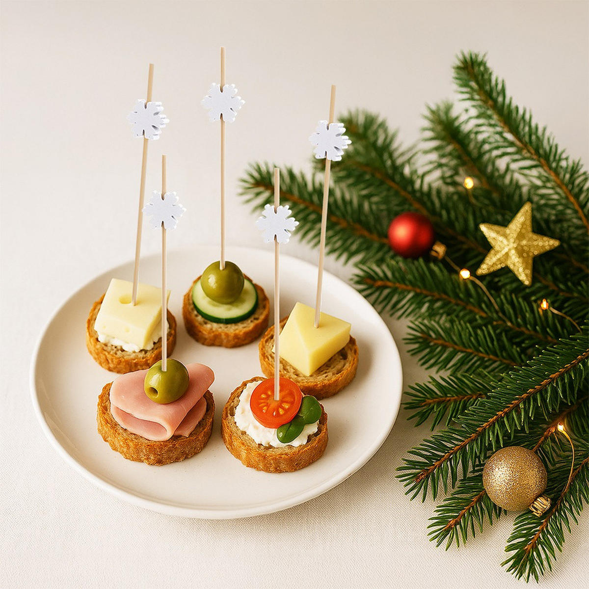 BAMBUS SNACKGABELN 100 Stk. - Kirschbaumfarben, Holz (9cm) - Orion 