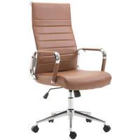 DREHSTUHL Lederlook hellbraun - Chromfarben/Hellbraun, Textil/Metall (58/105/66cm) - CLP