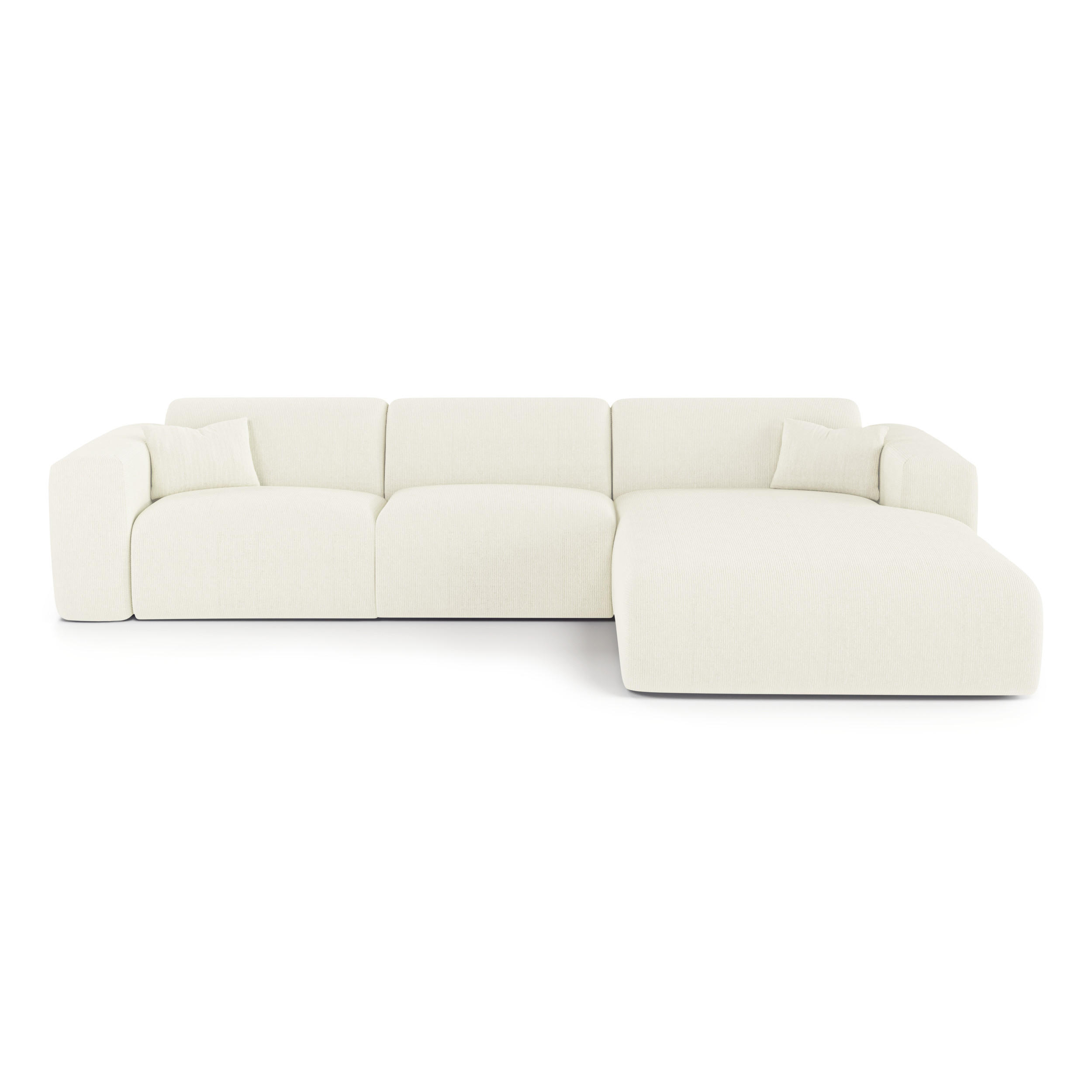 ECKSOFA RECHTS SCHLAFSOFA Gerippter Samt Creme 280cm - Creme, Textil (280/165cm) - Sia Home