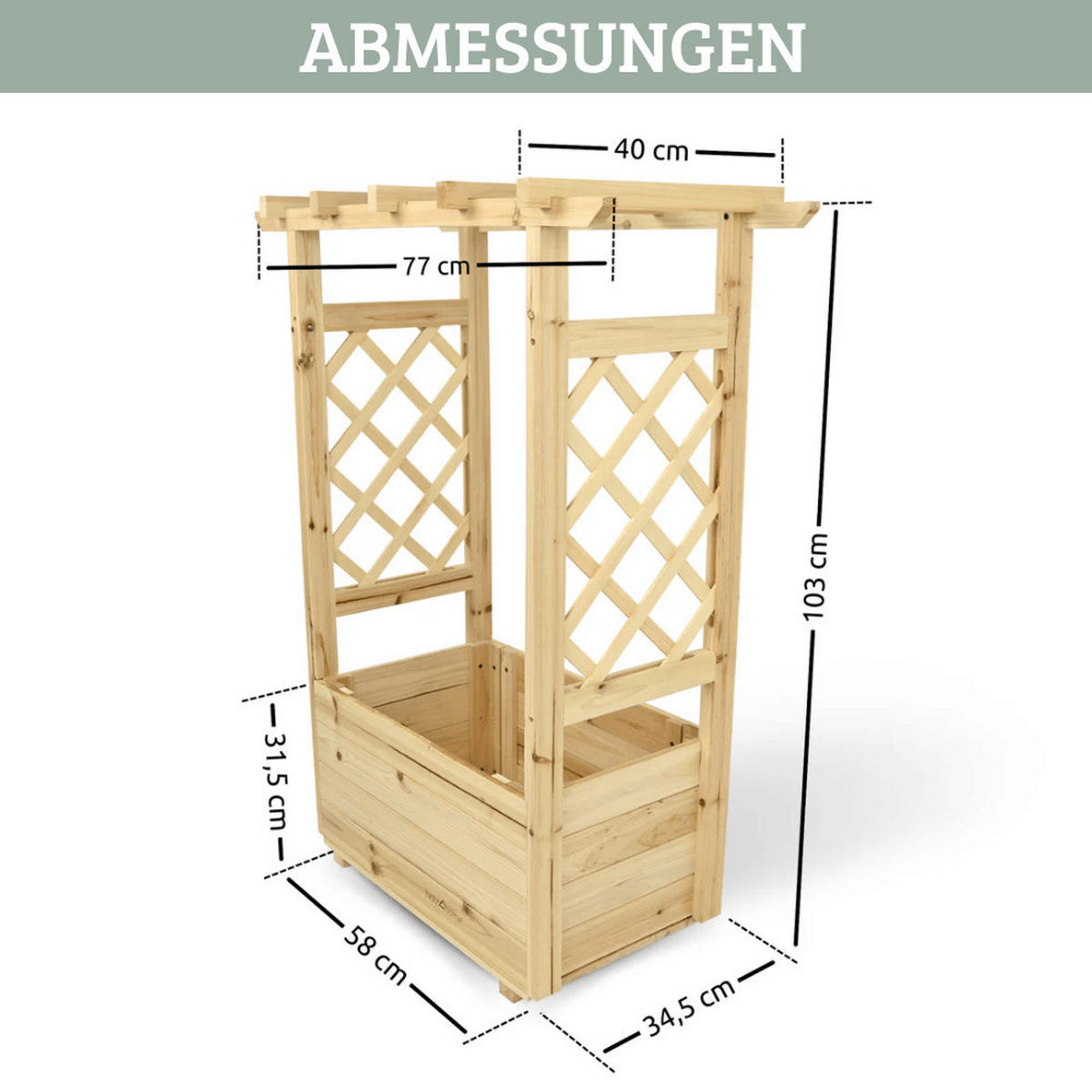 HOCHBEET mit Rankgitter THAO Inkl. Vlies 58cm Breit - Braun, Holz (58/103/34.5cm) - DELUKE