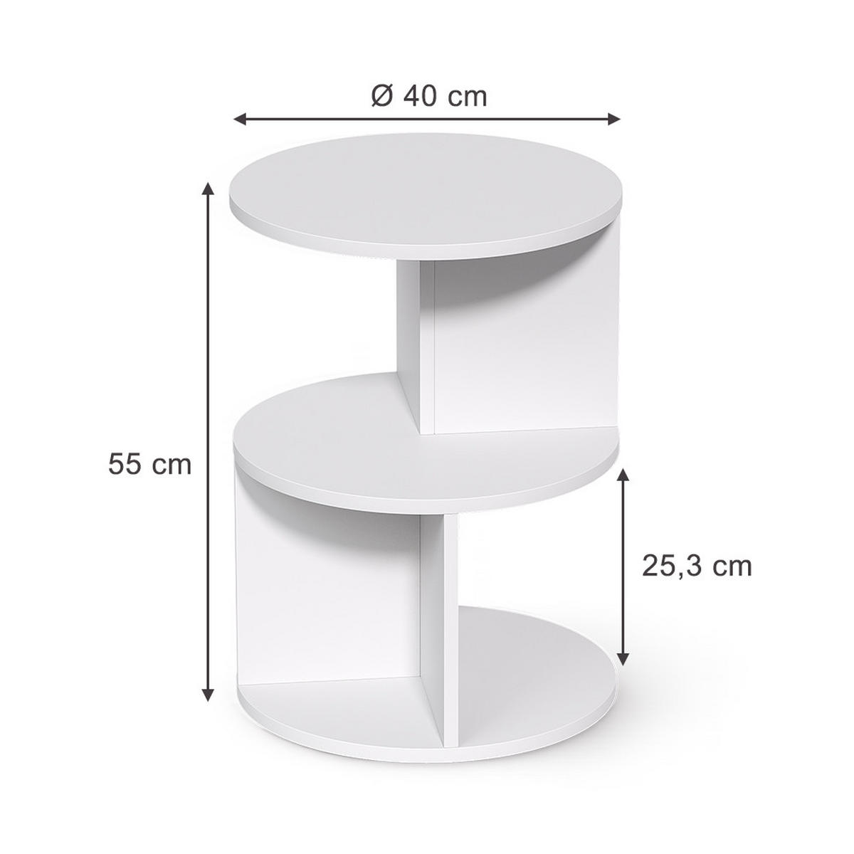 BEISTELLTISCH Trino, Weiß, 40 x 40 cm - Weiß, Holzwerkstoff (40/40/55cm) - Vicco