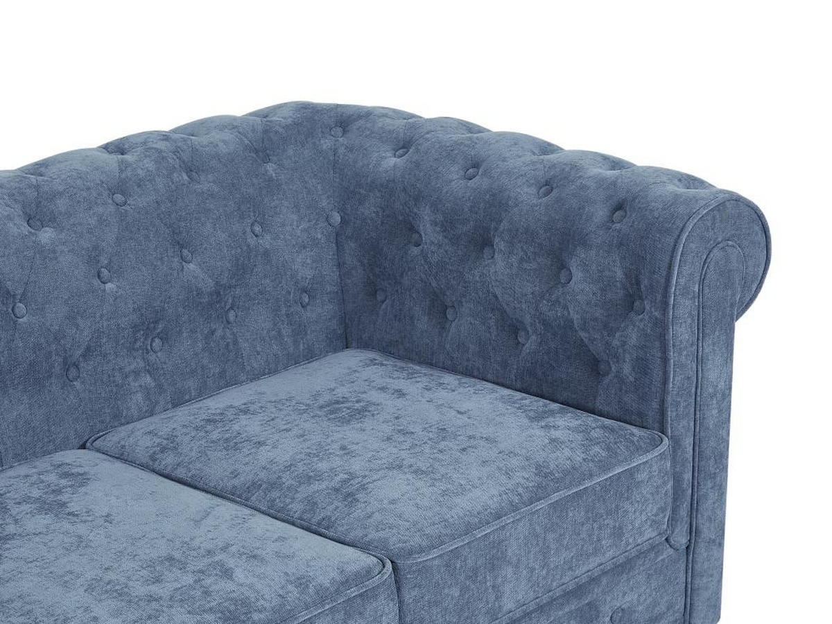 3-SITZER-SOFA - Stoff - Blau - CHESTERFIELD - Blau, Textil (88/72/205cm) - Vente-Unique
