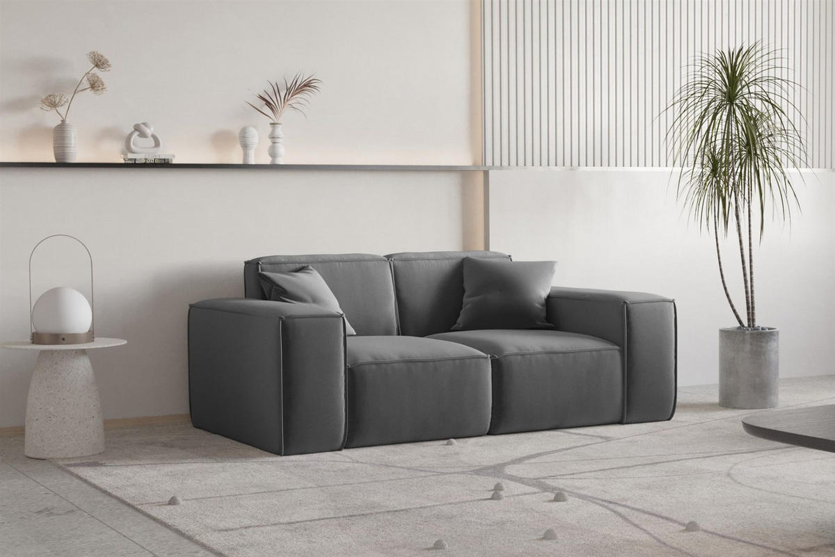 SOFA Celes Premium 2-sitzer Opera Velvet - Dunkelgrau, Holzwerkstoff/Textil (186/73/88cm) - Fun Möbel