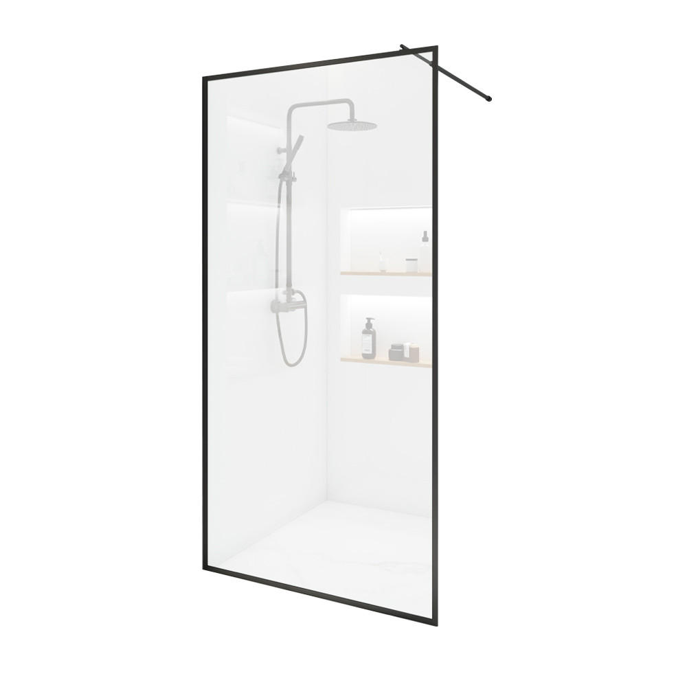 DUSCHABTRENNUNG BAKI - 160 x 200 cm - Schwarz, Glas/Metall (160/200cm) - Home Deluxe